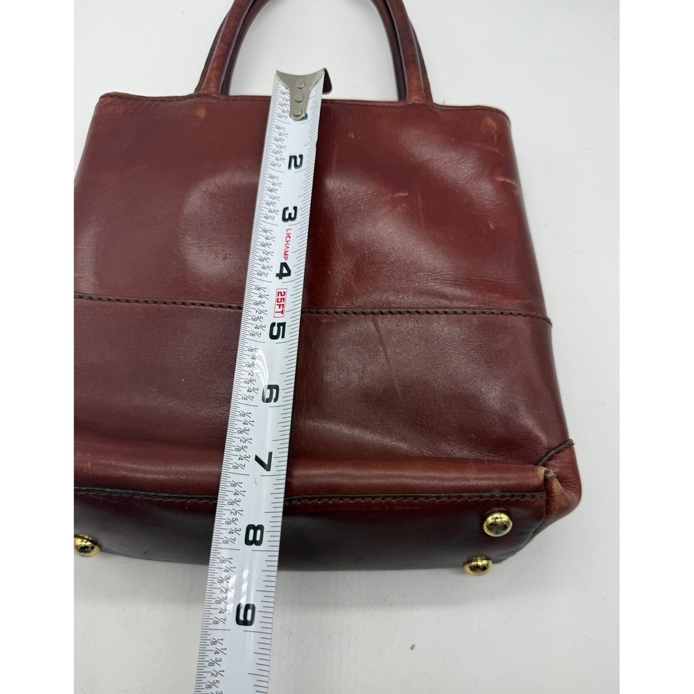 Etienne Aigner Satchel Bag Womens Small Brown Leather Top Handle Logo Purse - Picture 10 of 12